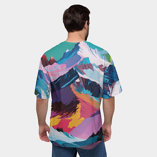 Мужская футболка оверсайз Горы краски / 3D-принт – фото 4
