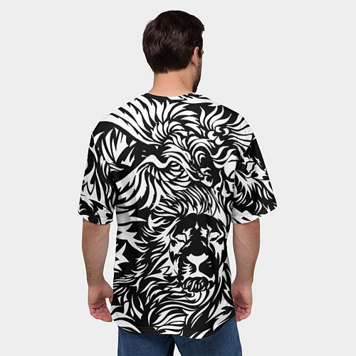 Мужская футболка оверсайз Лев и орел в виде узоров / 3D-принт – фото 4
