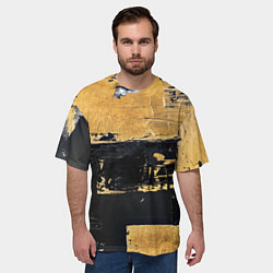 Футболка оверсайз мужская Абстракция черная и коричневая краска, цвет: 3D-принт — фото 2