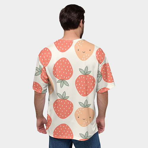 Мужская футболка оверсайз Клубничный узор / 3D-принт – фото 4