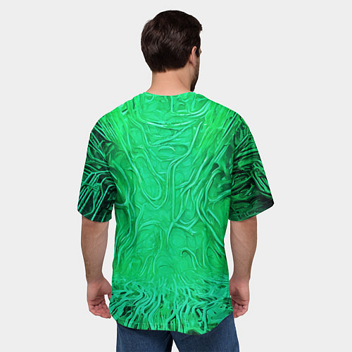 Мужская футболка оверсайз Зелёный симбионт абстракция / 3D-принт – фото 4