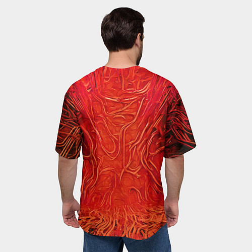 Мужская футболка оверсайз Красный симбионт абстракция / 3D-принт – фото 4