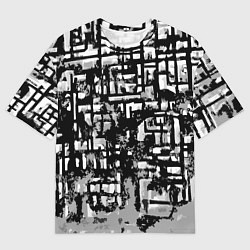 Футболка оверсайз мужская Бело-чёрная абстракция, цвет: 3D-принт