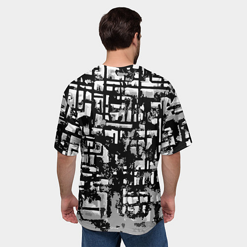 Мужская футболка оверсайз Бело-чёрная абстракция / 3D-принт – фото 4