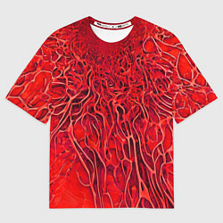 Футболка оверсайз мужская Красный симбионт абстракция, цвет: 3D-принт