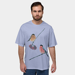 Футболка оверсайз мужская Снегири на ветке, цвет: 3D-принт — фото 2