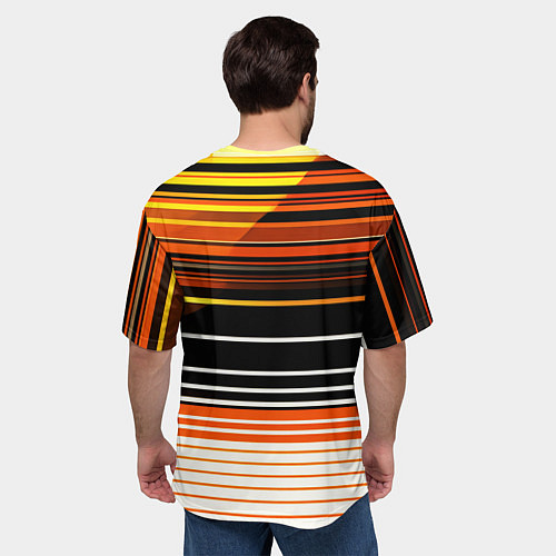 Мужская футболка оверсайз Разноцветные вертикальные линии / 3D-принт – фото 4