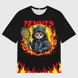 Футболка оверсайз мужская Кот теннисист, цвет: 3D-принт