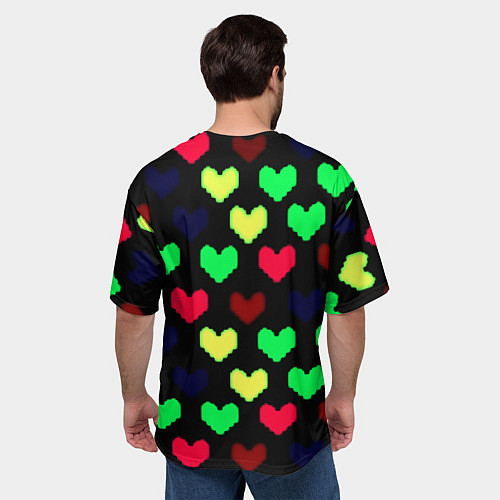 Мужская футболка оверсайз Doom кислотные сердца / 3D-принт – фото 4