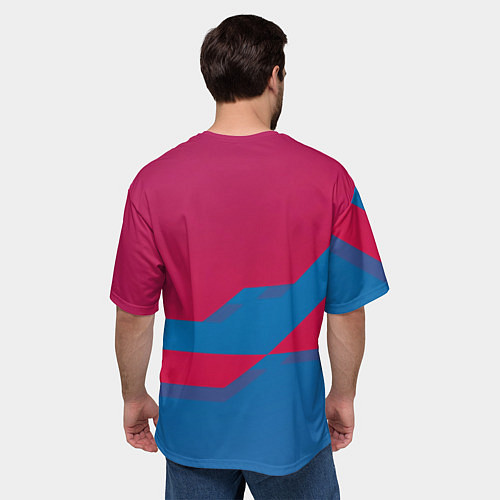 Мужская футболка оверсайз Россия спортивная геометрия текстура / 3D-принт – фото 4