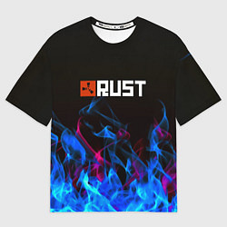Футболка оверсайз мужская Rust neon flame, цвет: 3D-принт