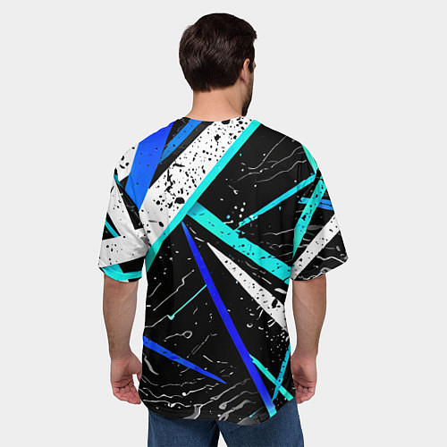 Мужская футболка оверсайз Разноцветные праздничные линии / 3D-принт – фото 4