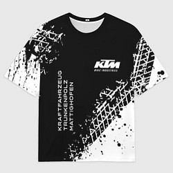 Футболка оверсайз мужская KTM - следы от шин, цвет: 3D-принт
