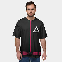 Футболка оверсайз мужская Форма стражи - Треугольник Squid Game, цвет: 3D-принт — фото 2