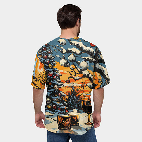 Мужская футболка оверсайз Новогоднее настроение и елка / 3D-принт – фото 4