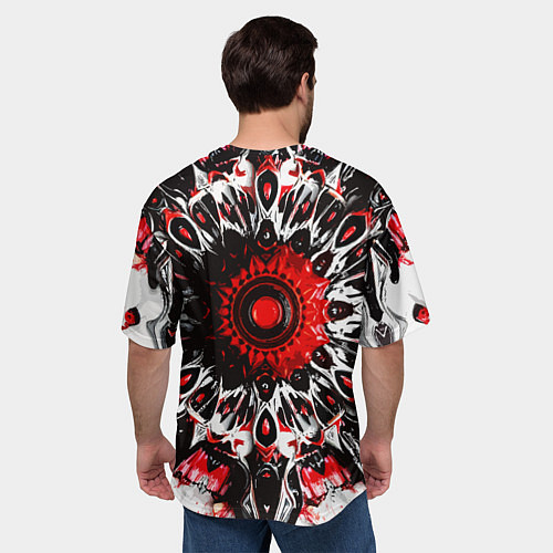 Мужская футболка оверсайз Красная сюрреалистичная абстракция / 3D-принт – фото 4