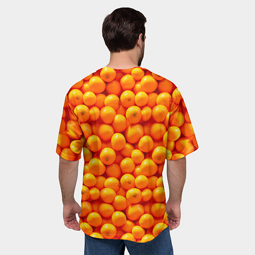 Мужская футболка оверсайз Новогодние мандаринки / 3D-принт – фото 4
