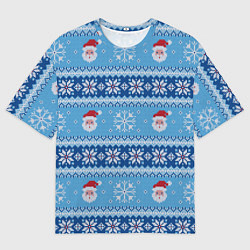 Футболка оверсайз мужская Вязаный новогодний узор с Дедом Морозом, цвет: 3D-принт
