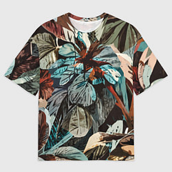 Мужская футболка оверсайз Абстракция цветы и листья