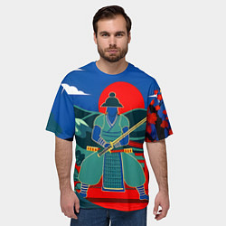 Футболка оверсайз мужская Яркий ретро самурай, цвет: 3D-принт — фото 2