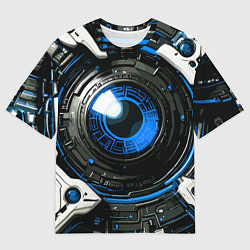 Футболка оверсайз мужская Синяя сфера киберпанк, цвет: 3D-принт