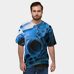 Футболка оверсайз мужская Сине-белая абстрактная структура, цвет: 3D-принт — фото 2