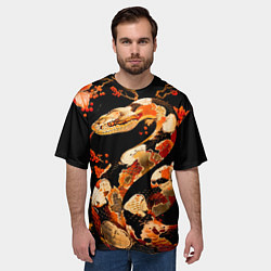 Футболка оверсайз мужская Змея в красном падубе, цвет: 3D-принт — фото 2