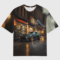 Футболка оверсайз мужская Спорткар с оранжевыми десками, цвет: 3D-принт