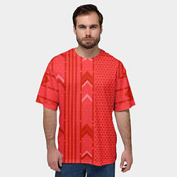 Футболка оверсайз мужская Закулисье красные обои, цвет: 3D-принт — фото 2