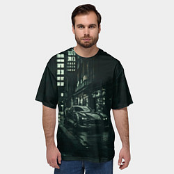 Футболка оверсайз мужская Спорткар на тёмной улице, цвет: 3D-принт — фото 2