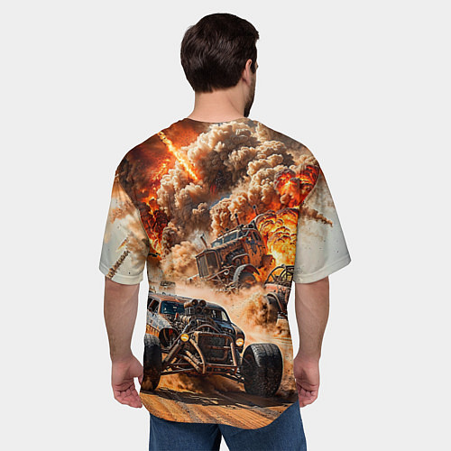 Мужская футболка оверсайз Mad Max - explosion cars / 3D-принт – фото 4