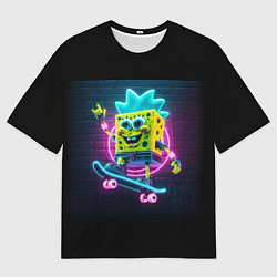 Футболка оверсайз мужская Sponge Bob on a skateboard - ai art fantasy, цвет: 3D-принт