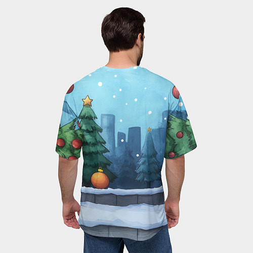 Мужская футболка оверсайз Елки и елочные игрушки / 3D-принт – фото 4