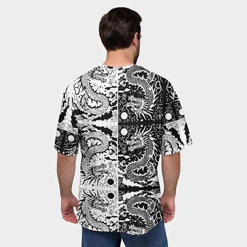 Мужская футболка оверсайз Драконы инь и янь с узорами / 3D-принт – фото 4
