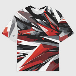 Футболка оверсайз мужская Чёрно-красно-белая абстракция, цвет: 3D-принт