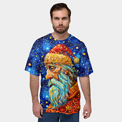 Футболка оверсайз мужская Santa Claus: pop-art-brut-nouveau pointillism, цвет: 3D-принт — фото 2