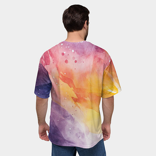 Мужская футболка оверсайз Краски акварели / 3D-принт – фото 4