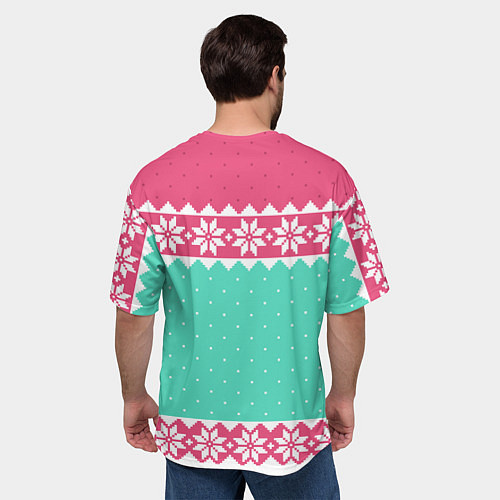 Мужская футболка оверсайз Новогодний свитер Пауэр из Человек-бензопила / 3D-принт – фото 4