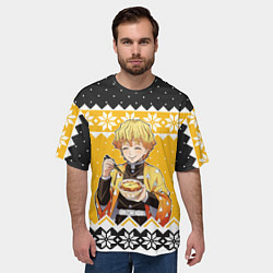 Футболка оверсайз мужская Зеницу новогодний свитер из Demon slayer, цвет: 3D-принт — фото 2