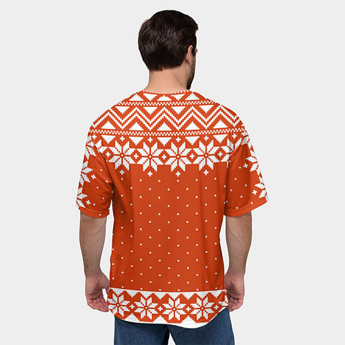 Мужская футболка оверсайз Незуко Комадо свитер новогодний / 3D-принт – фото 4