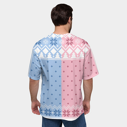 Мужская футболка оверсайз Рем и Рам новогодний свитер / 3D-принт – фото 4