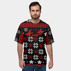 Футболка оверсайз мужская Алиса новогодний свитер, цвет: 3D-принт — фото 2