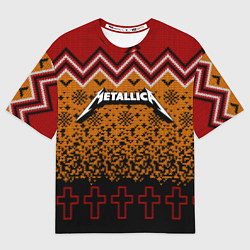 Футболка оверсайз мужская Metallica christmas ugly sweater, цвет: 3D-принт