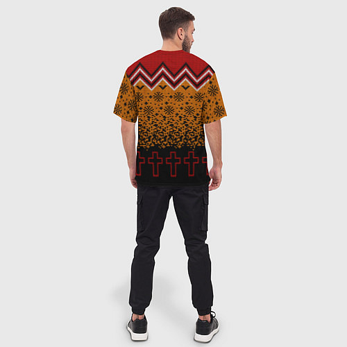 Мужская футболка оверсайз Metallica christmas ugly sweater / 3D-принт – фото 4