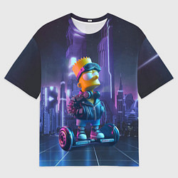 Футболка оверсайз мужская Bart Simpson on a gyro scooter - ai art, цвет: 3D-принт