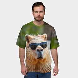 Футболка оверсайз мужская Модная капибара в темных очках, цвет: 3D-принт — фото 2