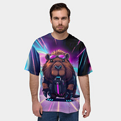 Футболка оверсайз мужская Капибара нео, цвет: 3D-принт — фото 2
