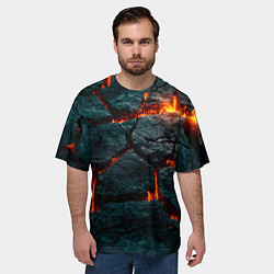 Футболка оверсайз мужская Скала и лава, цвет: 3D-принт — фото 2