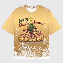 Футболка оверсайз мужская Курицы у ёлки, цвет: 3D-принт