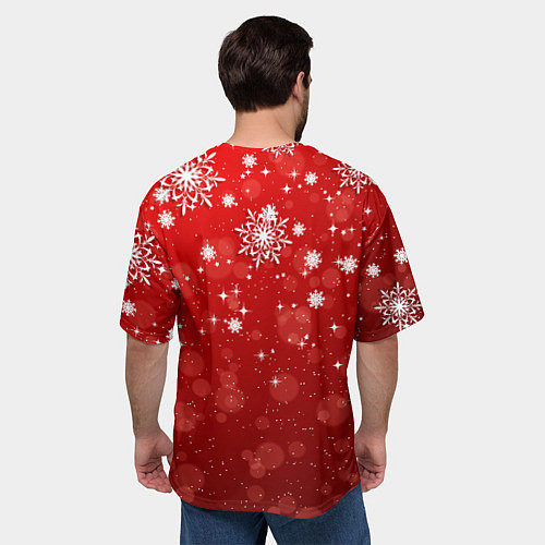 Мужская футболка оверсайз Санта в розовых очках и жвачкой / 3D-принт – фото 4